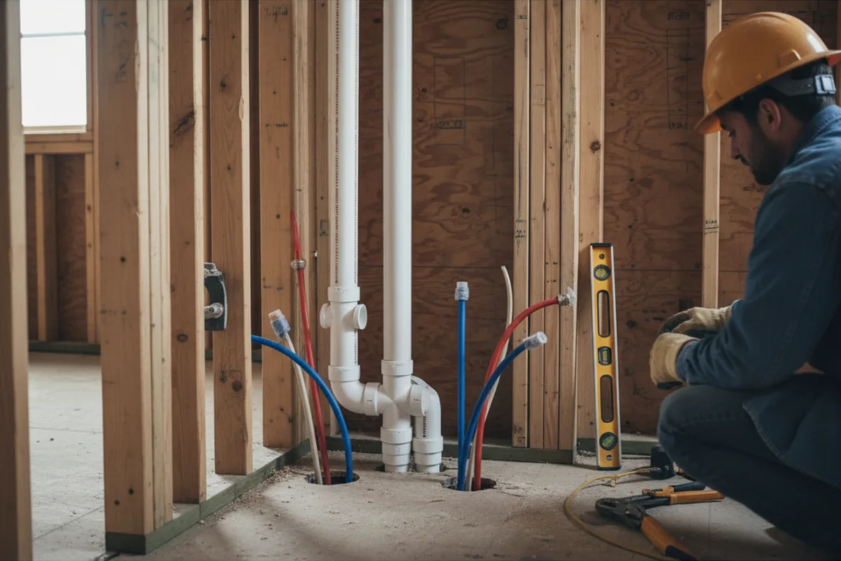 Drain and supply rough-in during Garbage Disposal Repair in Eleanor